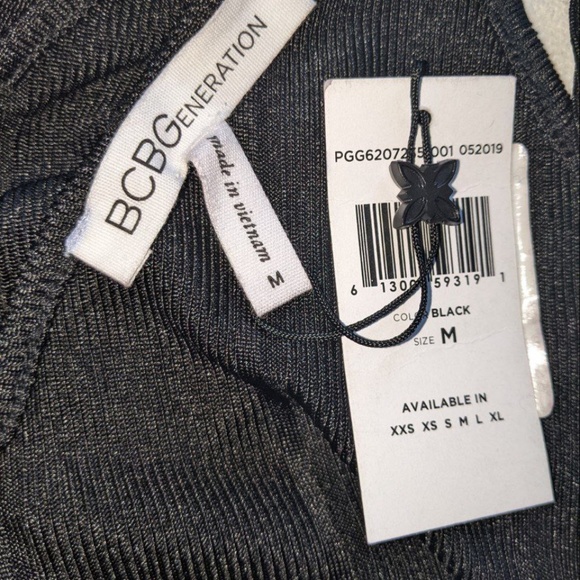 BCBGeneration Ribbed Strap Black Midi Dress - Picture 4 of 4